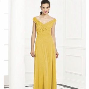 Dessy bridesmaid dress , color is Marigold